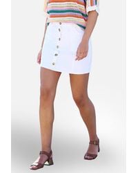 Yumi' - Cotton Stretch Mini Skirt W/ Button Details - Lyst