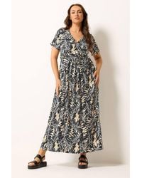 Yours - Leaf Print Wrap Front Maxi Dress - Lyst