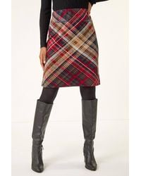 Roman - Check Print Stretch Pencil Skirt - Lyst