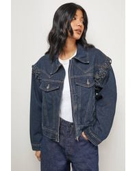 Warehouse - Whipstitch Detail Washed Jean Jacket - Lyst