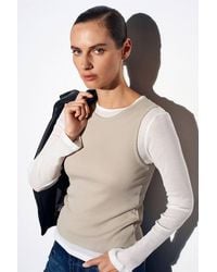 Dilvin - Fitted Cotton Crew Neck Long Sleeve Blouse - Lyst