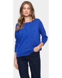 Saint Tropez - Mila Round Neck 3/4 Sleeve Cardigan - Lyst