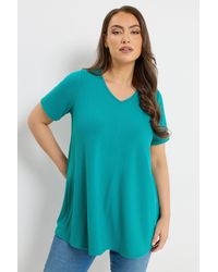 Yours - Ribbed Swing V-Neck T-Shirt - Lyst