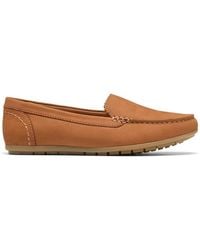 Clarks - Elliotte Step Tan Nubuck Slip Ons, Moccasins - Lyst