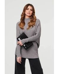 Izabel London - Striped Texture Batwing Sleeve Jumper - Lyst