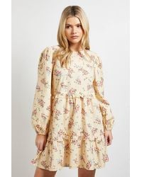 Dorothy Perkins - Ditsy Frill Tiered Printed Poplin Mini Smock Dress - Lyst