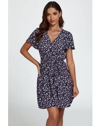 FS Collection - Floral Print Hem Tiered Wrap Mini Dress - Lyst
