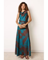 Blue Vanilla - Sleeveless Belted Cowl Neck Maxi Dress - Lyst