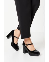 Oasis - Vera Patent Platform Mary Jane High Block Heel Court Shoes - Lyst