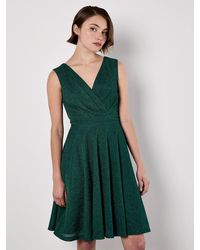 Apricot - Metallic Pleat Skater Mini Dress - Lyst
