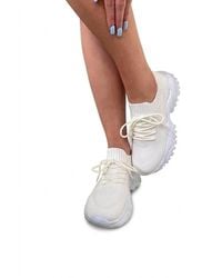 IKRUSH - Ava Lace Up Sock Trainer W/ Chunky Sole & Knit Upper - Lyst