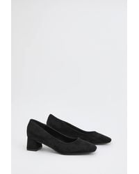 Wallis - Vina Faux Suede Medium Block Heel Court Shoes - Lyst