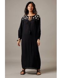 Warehouse - Cheesecloth Embroidered Trim Insert Midi Smock Dress - Lyst