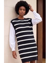 Roman - Striped Shirt Knit Dress - Lyst