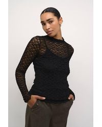 Kaffe - Kajolia Long Sleeve Sheer Lace T-Shirt - Lyst