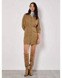 Apricot - Fitted Twill Shirt Mini Dress - Lyst