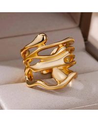 The Colourful Aura - Abstract Fluid Wrap Wide Adjustable Band Or Ring - Lyst