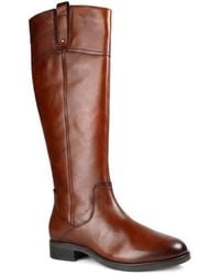Pavers - Slim Calf Fit Leather Zip Up Long Boots - Lyst