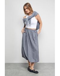 Warehouse - Pinstripe Bubble Hem Midi Skirt - Lyst