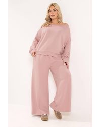 Yours - Shoulder Sweatshirt & Jogger Wide Leg Set - Lyst