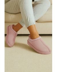 AJVANI - Faux Fur Lined Comfy Aztec Embroidered Ultra Mini Booties Slippers - Lyst