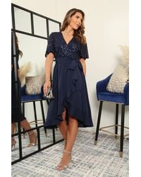 Double Second - Sequin Dress W/ Tea Sleeves - Lyst