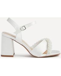 Linzi - Iris Bridal Satin Pearl Embellished Heels - Lyst