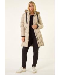 Roman - Petite Contrast Zip Puffer Coat - Lyst