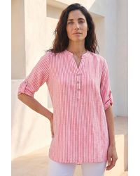 Roman - Classic Stripe Button Front Top - Lyst