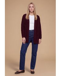 Dorothy Perkins - Plum Longline Cable Knitted Cardigan - Lyst