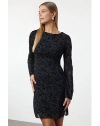 WOVCOR - Floral Mesh Long Sleeve Mini Dress W/ Sheer Overlay - Lyst