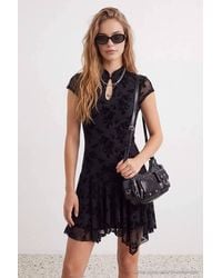 WOVCOR - Keyhole Neck Short Sleeve Skater Mini Dress - Lyst