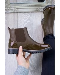 AJVANI - Low Heel Pull On Brogue Ankle Chelsea Boots - Lyst