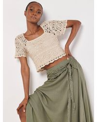 Apricot - Linen Blend Hanky Hem Midi Skirt - Lyst