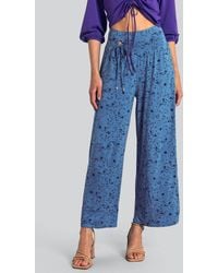 Enorsia - Printed Wide Leg Ankle Grazer Trousers - Lyst