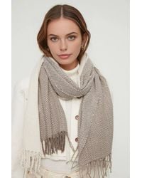 WOVCOR - Herringbone Woven Tassel Oversized Winter Scarf - Lyst