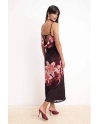 WOVCOR - Floral Print Strappy Fishtail Maxi Dress W/ Sheer Hem - Lyst