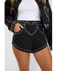 Nasty Gal - Heart Studded Hotpant Short - Lyst