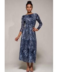 Jolie Moi - Long Sleeve Asymmetric Mesh Midi Dress - Lyst