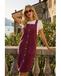 Roman - Corduroy Pinafore Midi Dress - Lyst