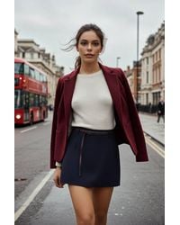 WOVCOR - Belted Mini Skort W/ Seam Detail - Lyst