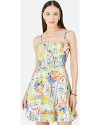 Yumi' - Mediterranean Print Cotton Mini Sun Dress - Lyst