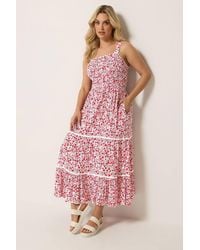 Yours - Shirred Floral Placket Dress - Lyst