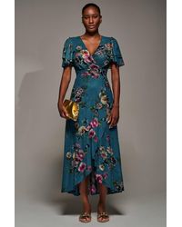 Jolie Moi - Angel Sleeve Mesh Frill Wrap Maxi Dress - Lyst