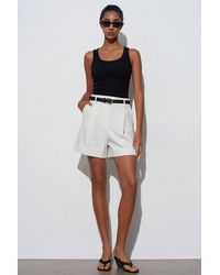 Dilvin - High-Waist Striped Crepe Tailored Shorts - Lyst