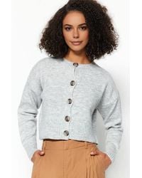 WOVCOR - Crop Soft Textured Buttoned Knit Cardigan - Lyst