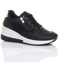 AJVANI - Mid Wedge Heel Lace Up Zip Trainers - Lyst