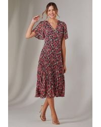 Jolie Moi - Chiffon Pleated Wrap Midaxi Dress - Lyst