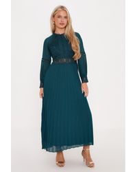 Oasis - Petite Premium Lace Pleated Midi Dress - Lyst
