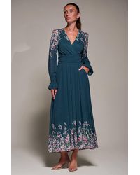 Jolie Moi - Mirrored Print Long Sleeve Mesh Maxi Dress - Lyst